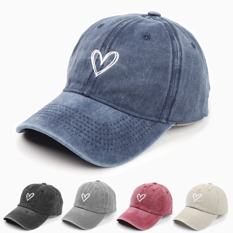 Female Love Embroidered Couple Duck Tongue Hat