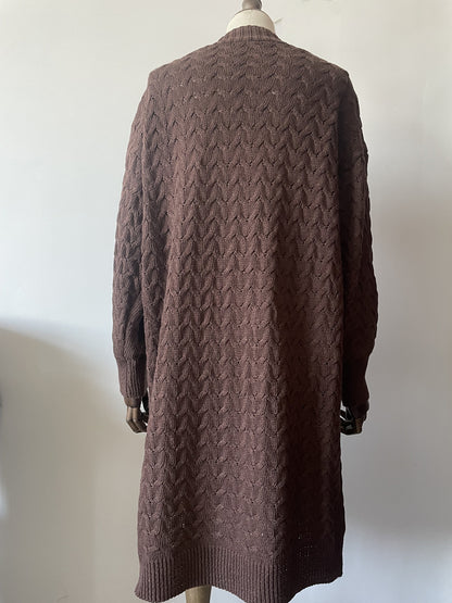 Long Twisted Sweater Women's Solid Button Large