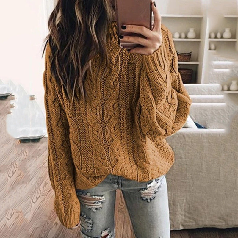 European And American Fashion Solid Color Knitted Top Women's Clothing