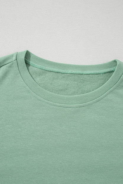 Moonlight Jade Rainbow Striped Sleeve Crew Neck Loose Sweatshirt