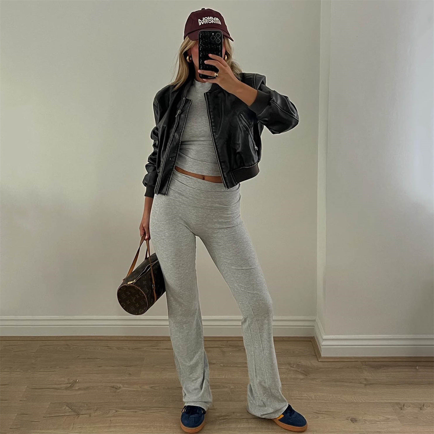 Casual Trousers European And American Tight Short Sleeve Top And Trousers Simple