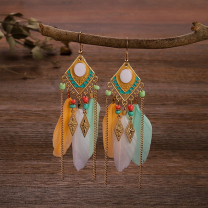 Fashion Jewelry Tassel Bohemian Earrings Retro Feather Earrings Creative Gifts