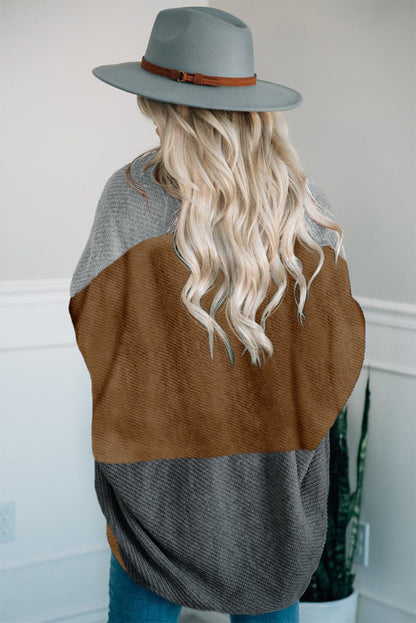Orange Neutral Colorblock Drapey Cardigan