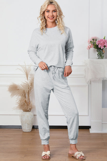 Spinach Green Long Sleeve Pullover and Jogger Pants Lounge Set