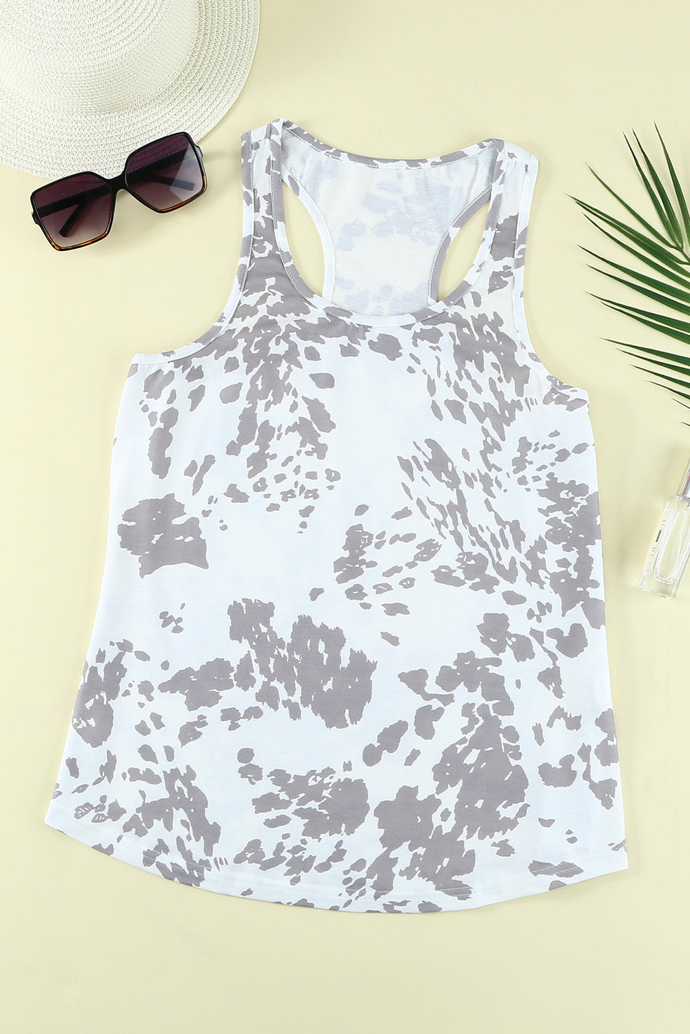 Brown Cow Print Racerback Tank Top