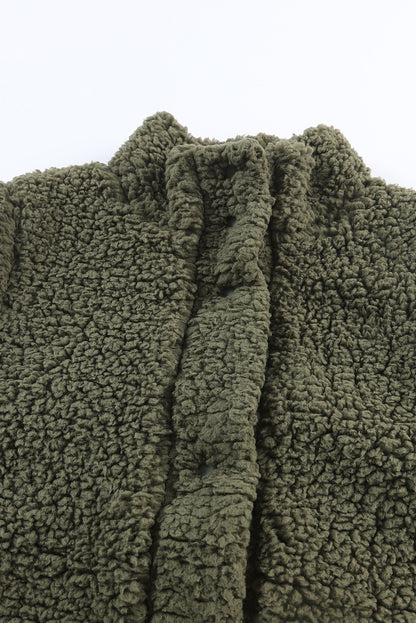 Khaki Plus Size Pocketed Sherpa Vest