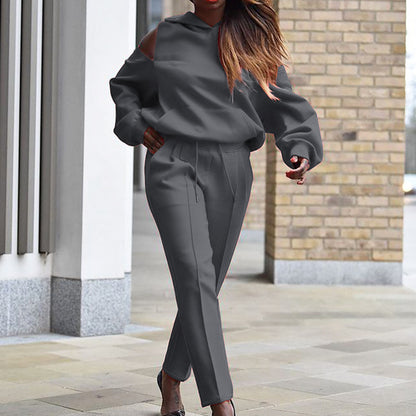 Clothing Special-interest Design Fashion Loose Hooded Sweater Casual Pants Suit