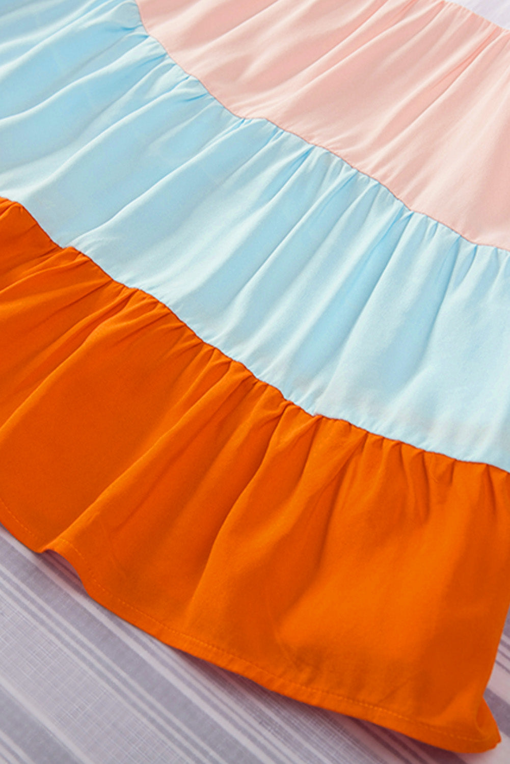Multicolor Frill Tiered Colorblock A-line Sundress