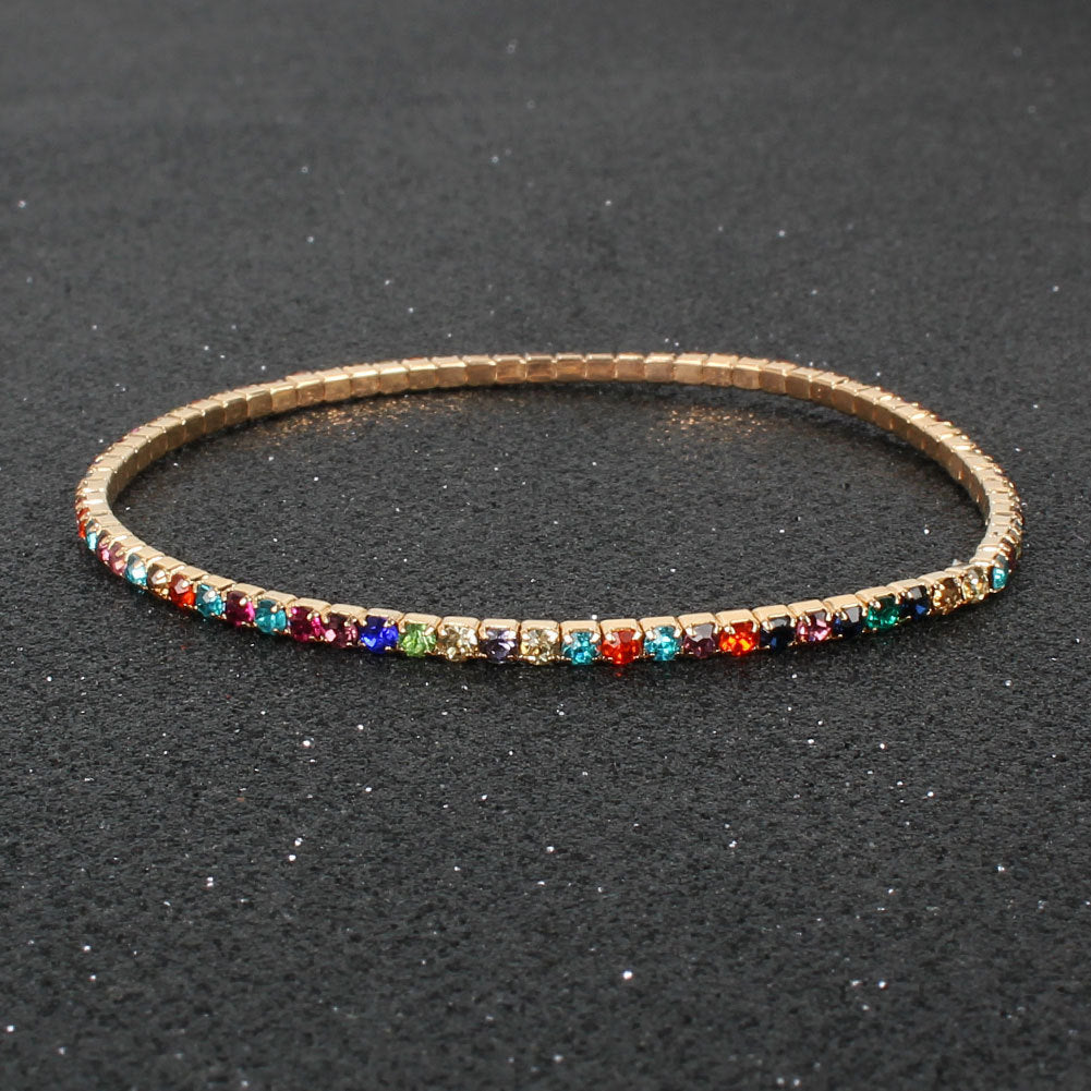 Multicolor Rhinestone Stretch Bracelet Shiny And Simple Bracelet Ornament