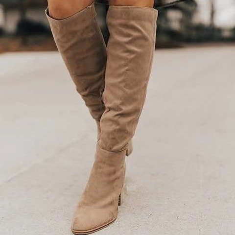 New Chunky-heel High-heeled Thigh-high Boots With A Side Zipper For Petite Women