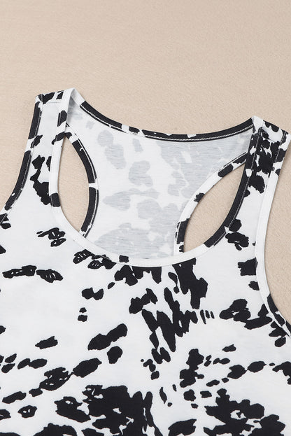 Brown Cow Print Racerback Tank Top