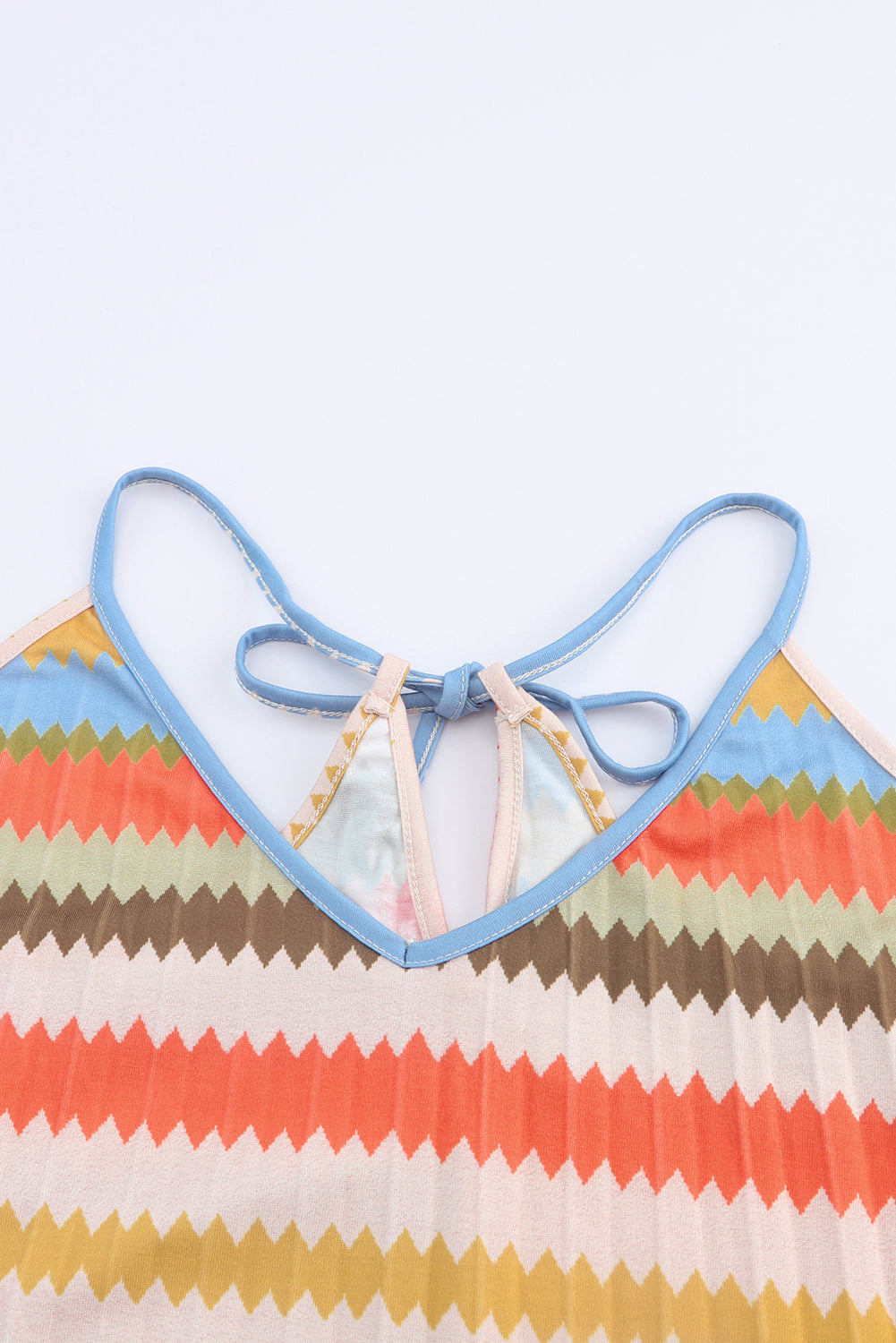 Stripe Tie Straps Loose V Neck Maxi Dress