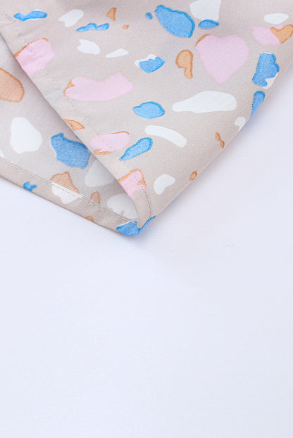 Rose Printed Crisscross Decor V Neck Flutter Sleeve Dress