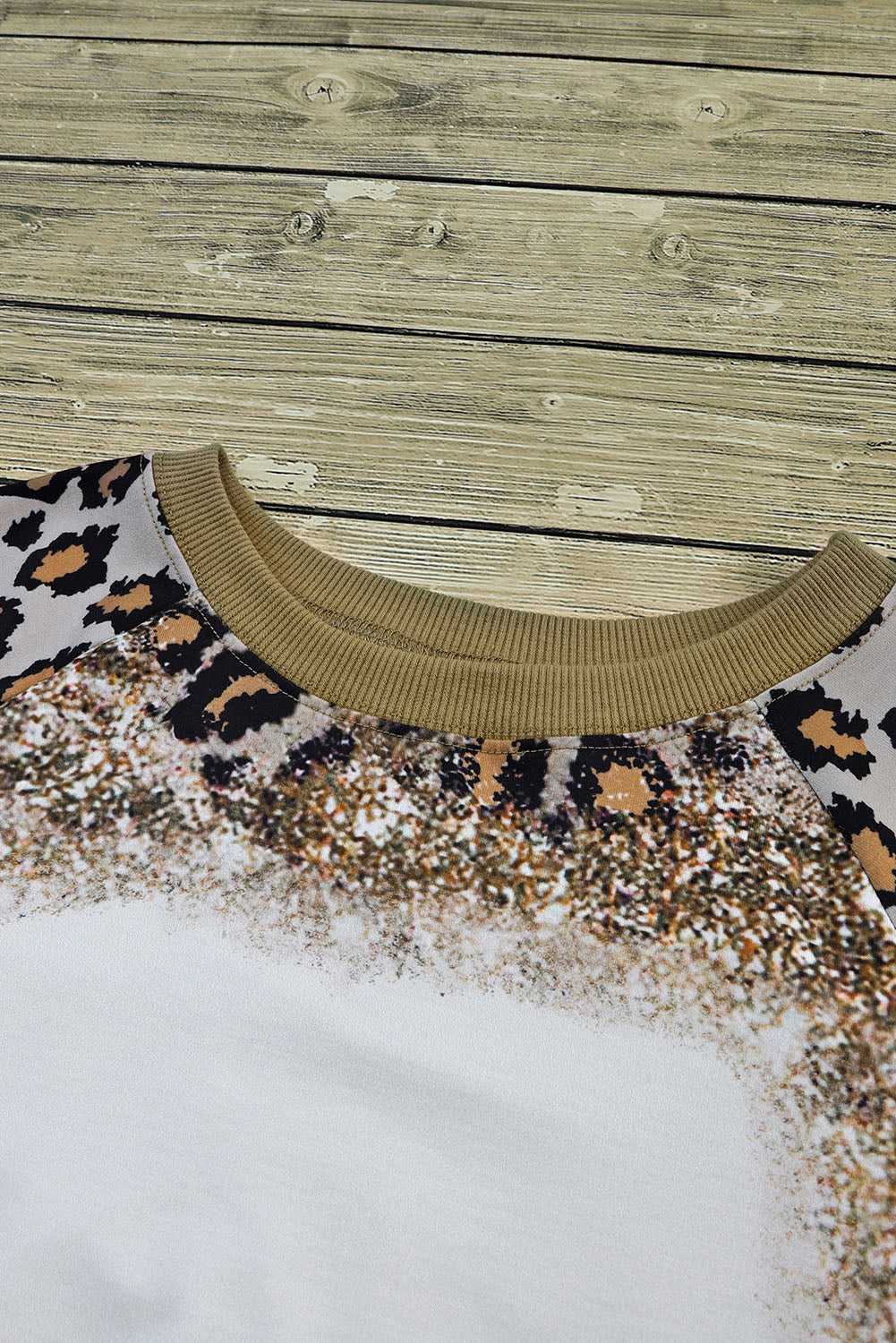 Leopard Bleached Tie Dye Leopard Print Long Sleeve Top