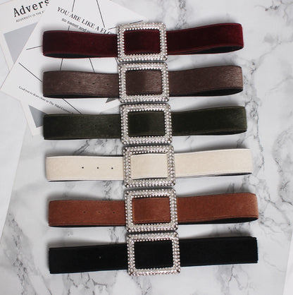 Women's Decorative Fur Wide Belt With Diamond