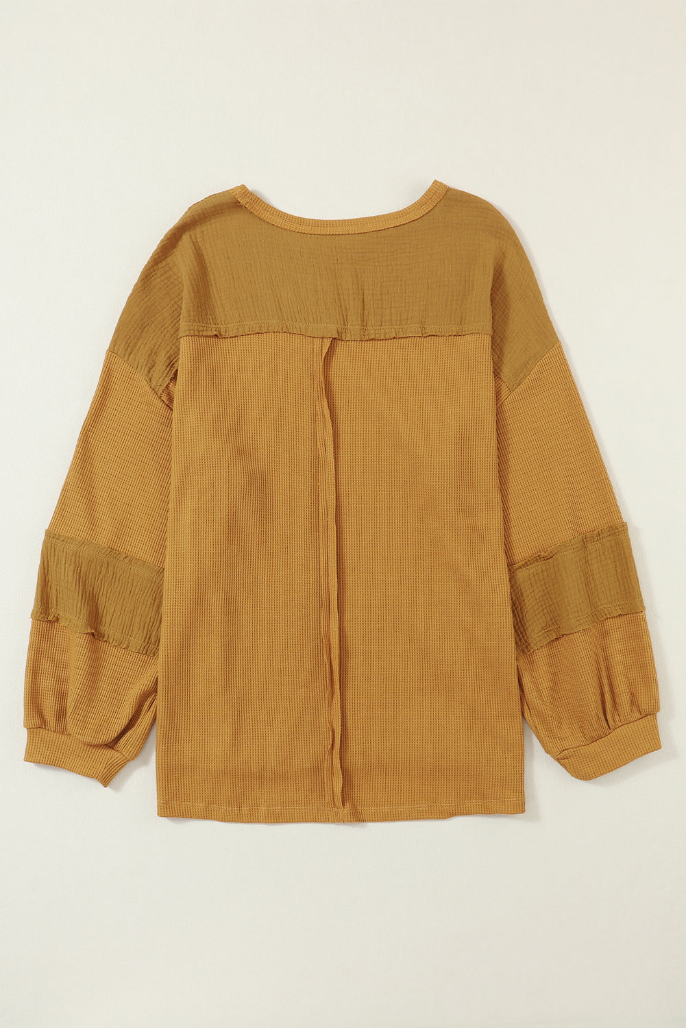 Chestnut Leopard Patchwork Chest Pocket Corded Henley Top