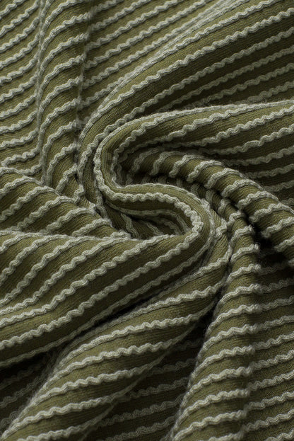 Carbon Grey Twist Short Sleeve Corded V Neck Top