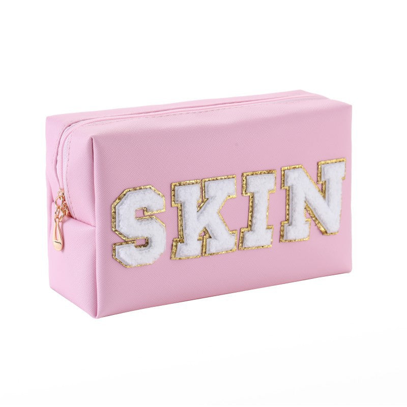 Towel Embroidery Letter Sticker Makeup Outdoor Travel Toiletry Bag