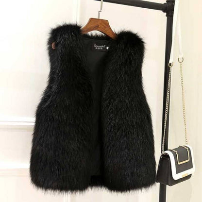 Women's Imitation Fox Fur Waistcoat Plus Cotton Furry Vest