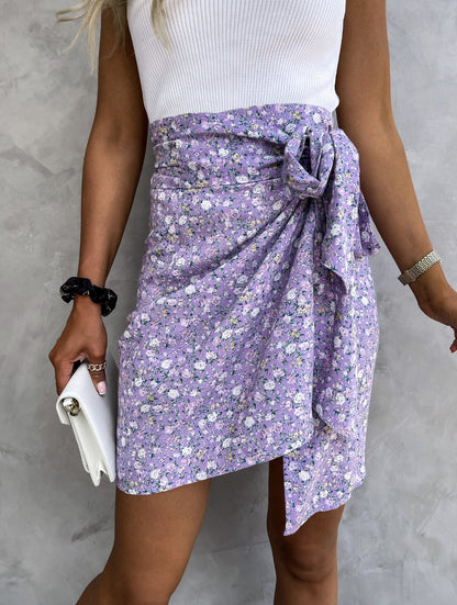 Fashion Print Lace Up Half Body Ladies Short Skirt Women's Clothing