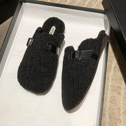 Women's Fashion Flat Bottom Slip-on Closed Toe Half Slippers