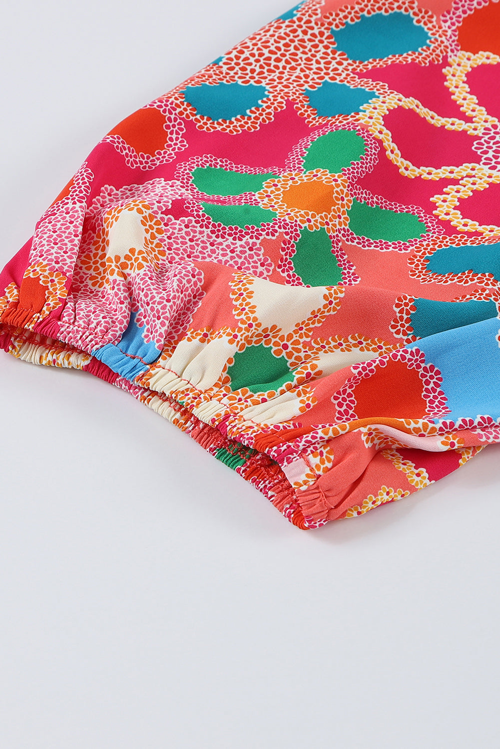 Multicolor Floral Print Smocked Square Neck Ruffles Blouse