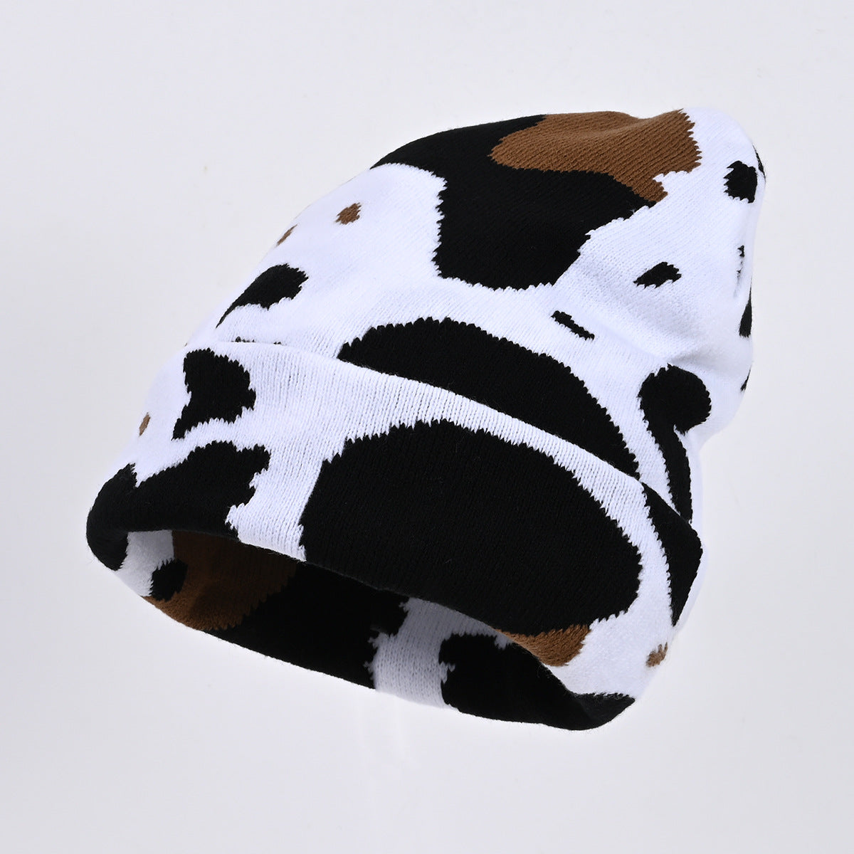 Cow Pattern Knitted Hat Jacquard Popular Hip Hop Letter Cap Street Trend
