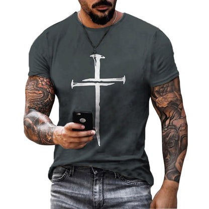 Summer Hip Hop 3D Printed Men's Short-sleeved Sports T-shirt Top