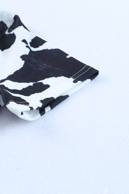 White Western Cow Spots Slim Fit T-shirt