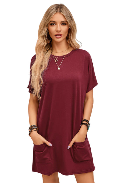 White Side Pockets Short Sleeve Tunic Top