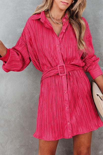 Rose Pleated Long Sleeve Buttoned Drawstring Romper