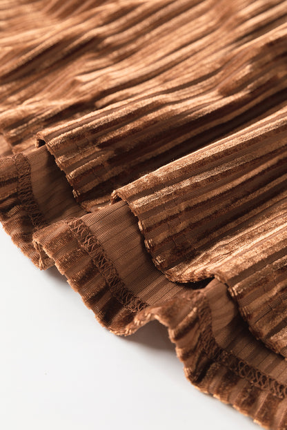 Blackish Green Smocked Ribbed Velvet Babydoll Top