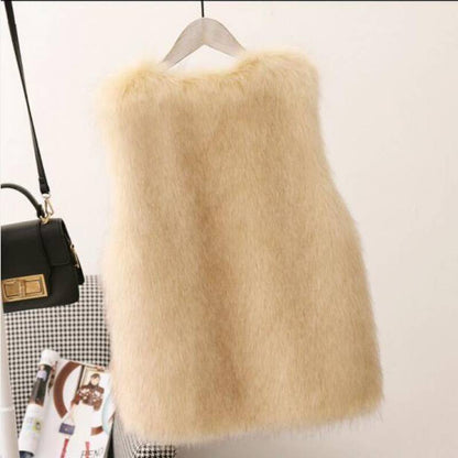 Women's Imitation Fox Fur Waistcoat Plus Cotton Furry Vest