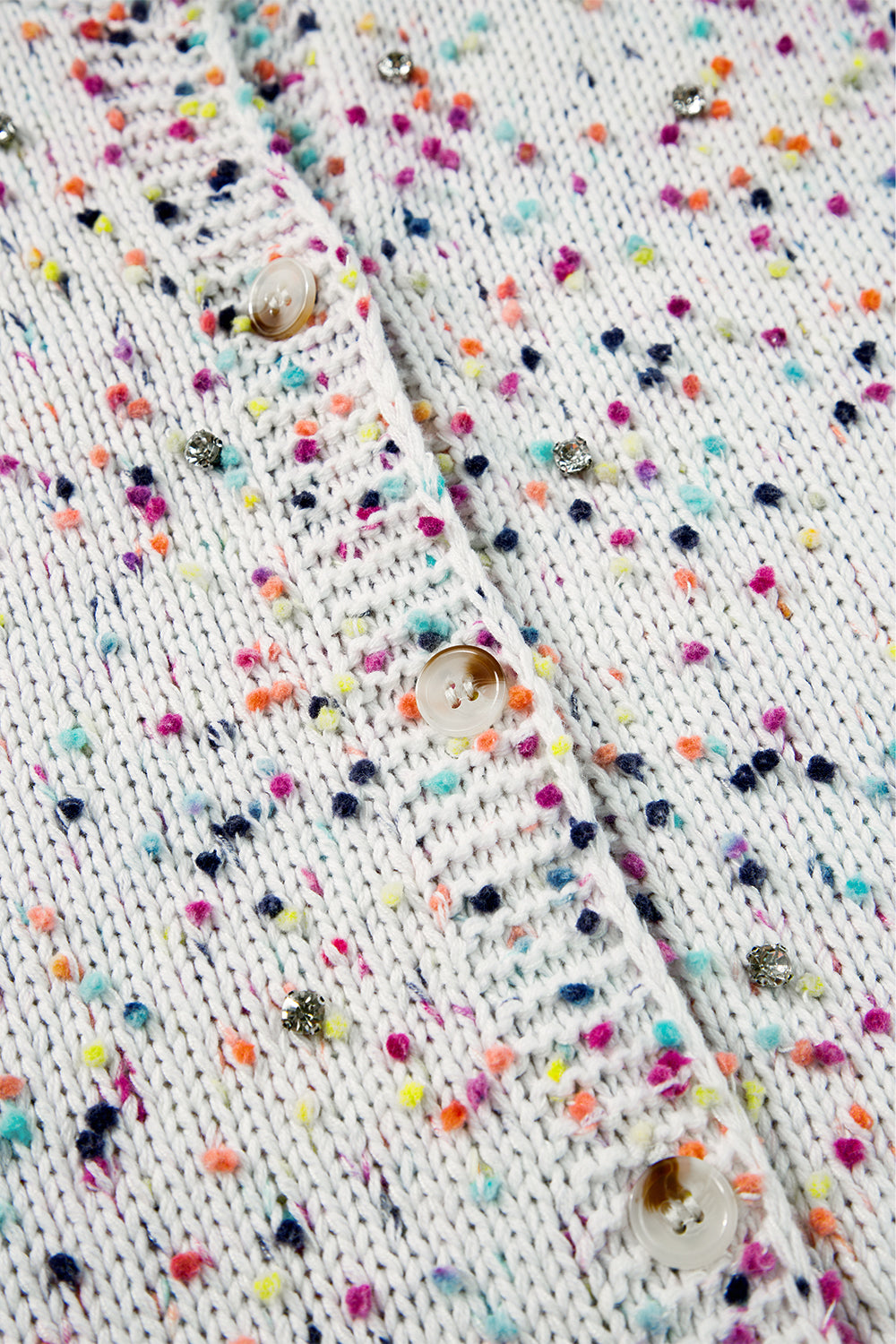 White Multicolor Confetti Sweater Cardigan