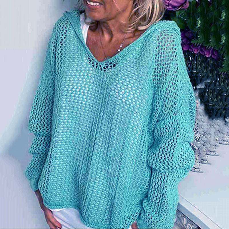 Sun Protection Knitted Hooded Sun Protection Clothing Hooded Thin Loose Sweater