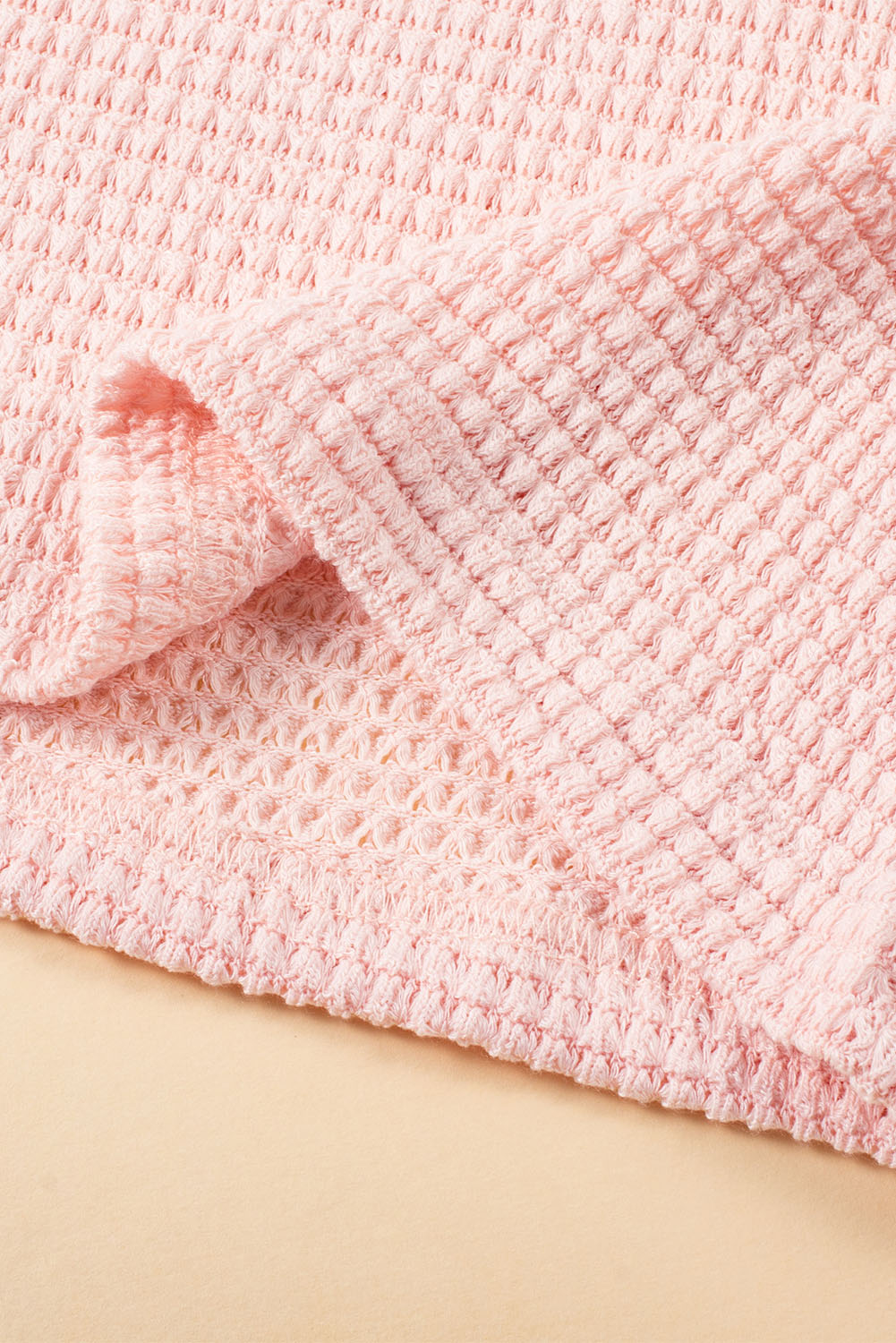 Pink Fringe Trim Textured Short Two Piece Set