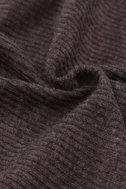 Black Buttoned Ribbed Knit Sleeveless Midi Bodycon Dress with Slit