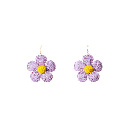 Handwoven Lafia Beautiful Flower Earrings