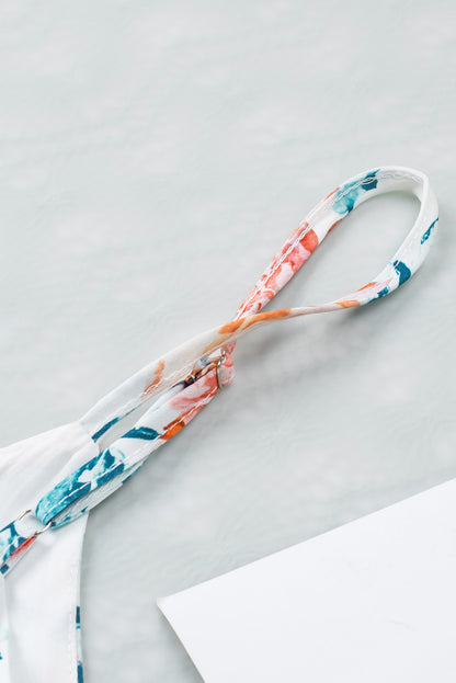 White Plus Size Floral Print Sleeveless Wide Leg Jumpsuit