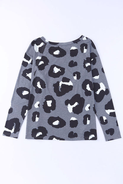 Leopard Pocket Short Sleeve Drawstring Lounge Set