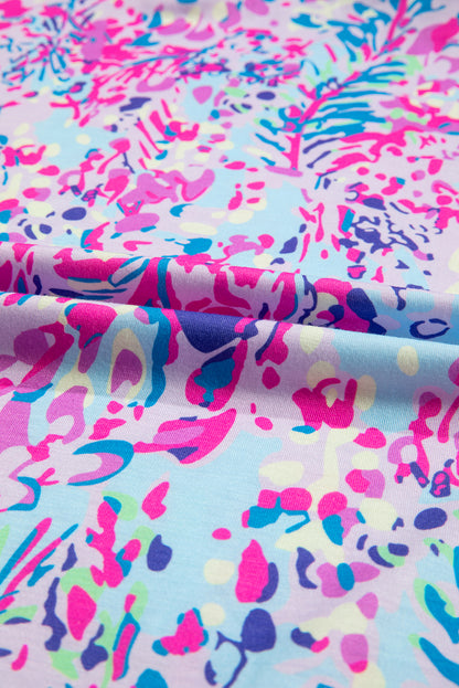 Pink Loose Painted Floral Tee