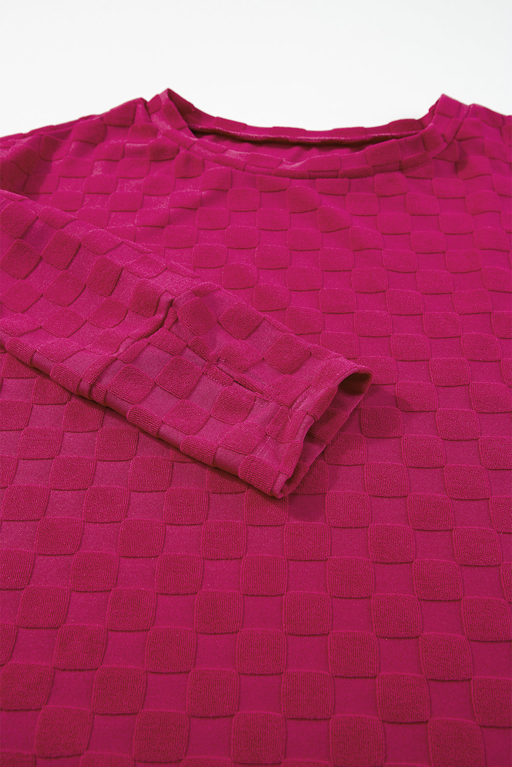 Black Solid Textured Thumbhole Sleeve Top