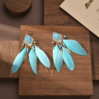 Fashion Jewelry Tassel Bohemian Earrings Retro Feather Earrings Creative Gifts