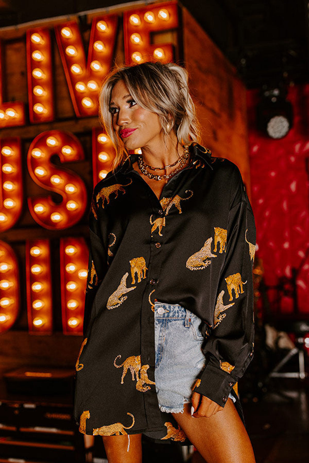 Lively Tiger Print Casual Sweatshirt