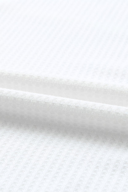 White Waffle Knit Drop Shoulder Loose Top