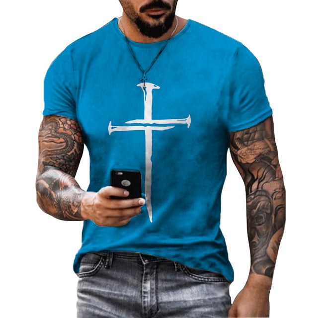 Summer Hip Hop 3D Printed Men's Short-sleeved Sports T-shirt Top