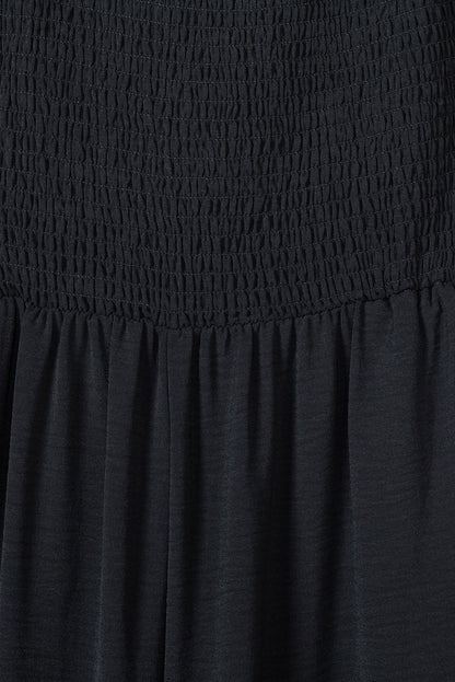 Pink Abstract Floral Painting Smocked Wide Leg Jumpsuit