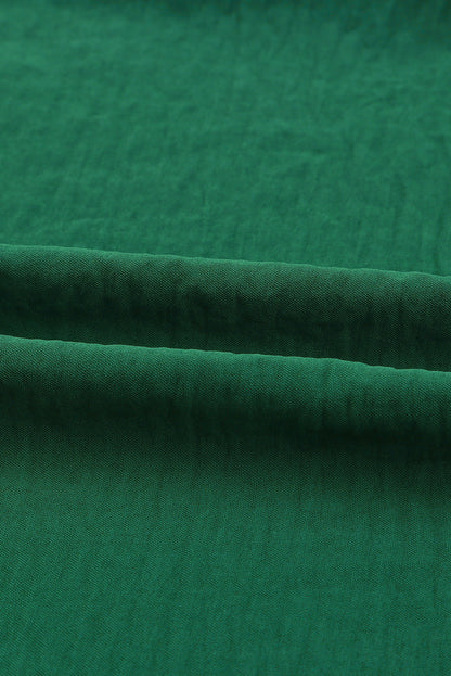 Chestnut Solid Shirred Cuffs Short Swing Dress