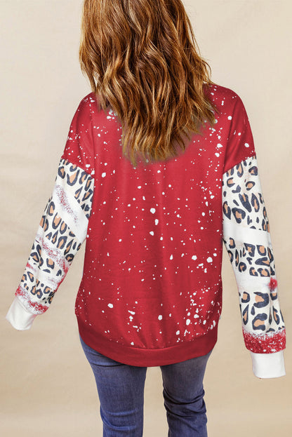 Black Tie Dye Leopard Drop Shoulder Sweatshirt