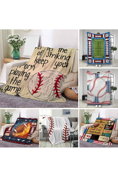 Yellow Baseball Seam Print Soft Flannel Blanket 130*150cm